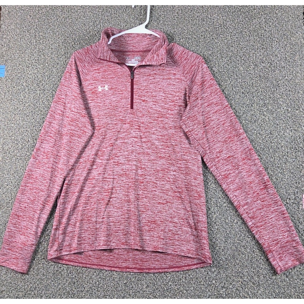 Under Armour Quarter Zip Women‎ Medium Red Excellent Heatgear Loose Space Dye